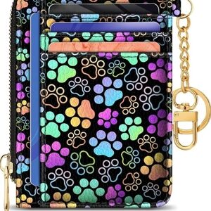 Colorful Paw Print Card Organizer Wallet